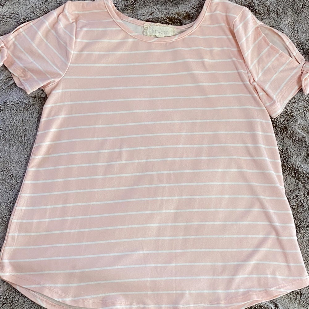 Girl's Btween Baby Pink Striped Tee